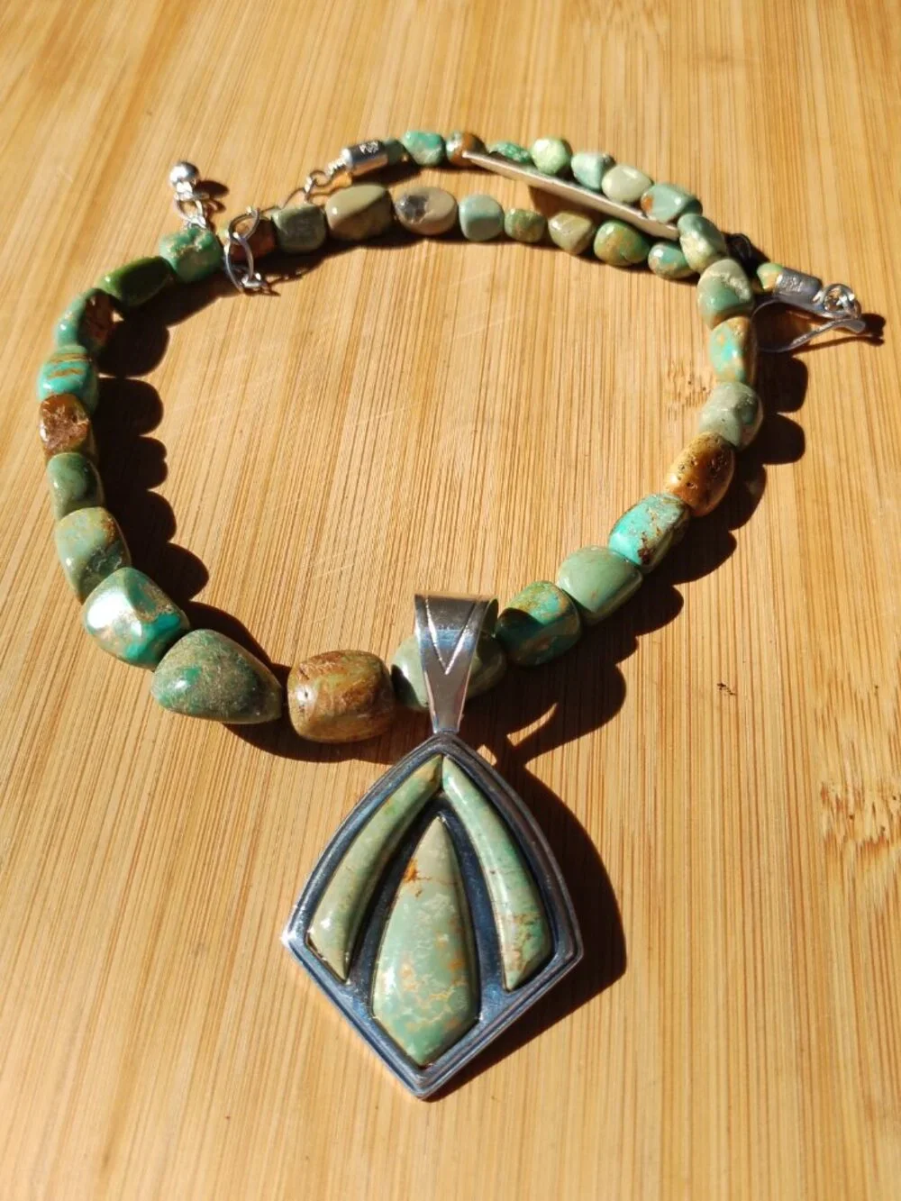 Jay King DTR Turquoise 925 Sterling Silver Pendant Beaded Chunky Necklace - Picture 8 of 10